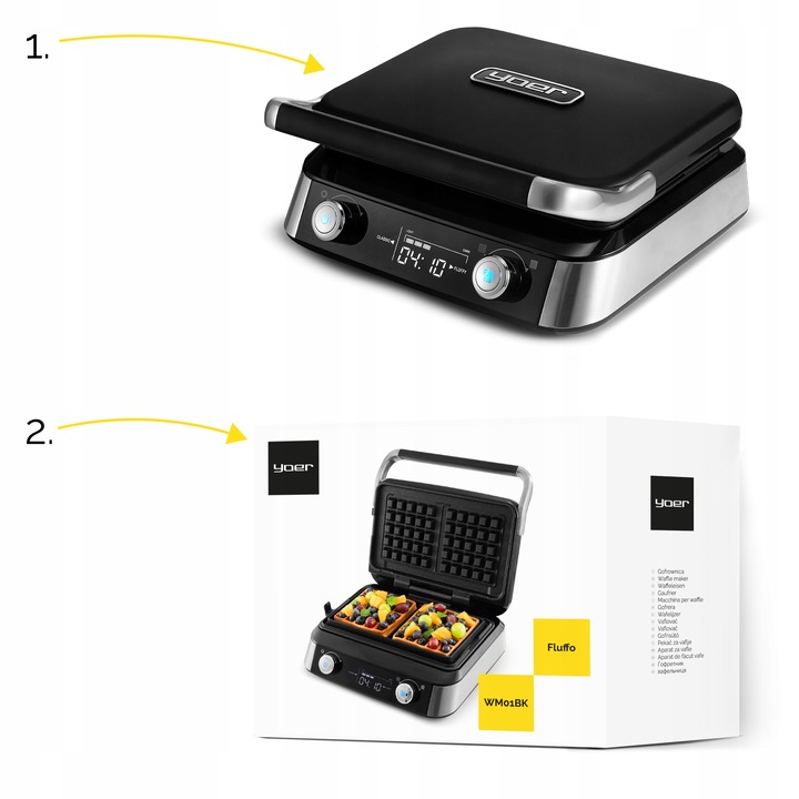 Gofrownica Yoer 2 duże gofry +5 automatycznych prog. + Regulacja