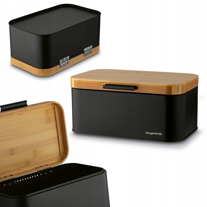 CHLEBAK STALOWY BAMBUSOWY POJEMNIK STALOWY NA BUŁKI CHLEB PIECZYWO BAMBUS