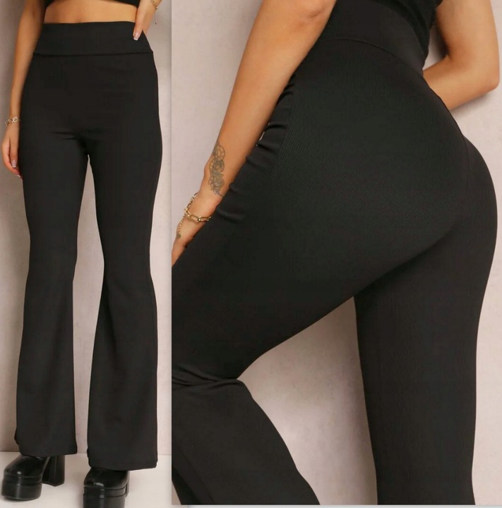 LEGGINSY Getry Damskie DZWONY WYSZCZUPLAJĄCE PRĄŻEK modelujące s/m