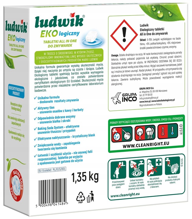 Tabletki do zmywarek LUDWIK All In One Ekologiczne - 75 szt.