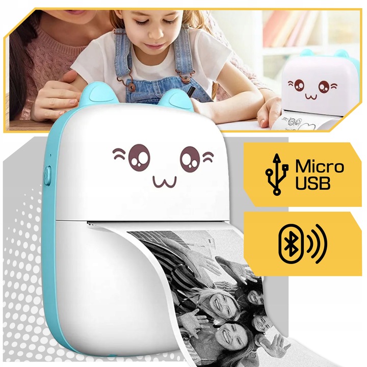 Mini Drukarka Termiczna DRUKUŚ ORYGINALNY Do Zdjęć Przenośna + 11 ROLEK