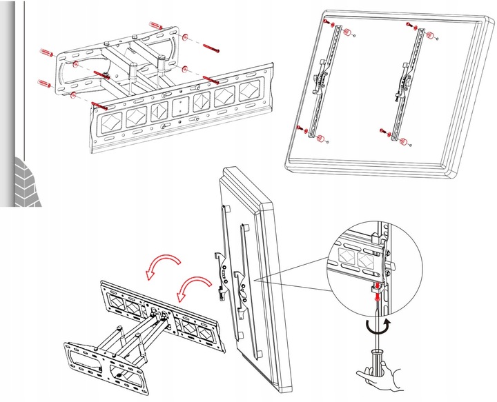 UCHWYT DO TELEWIZORA 32-85 CALI obrotowy EXTRA MOCNY DO 45KG wieszak TV hak