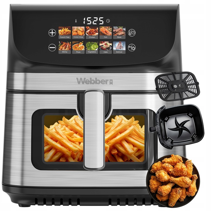 FRYTKOWNICA BEZTŁUSZCZOWA AIR FRYER 8,8L NIEPRZYWIERAJĄCA WEBBER 10 P