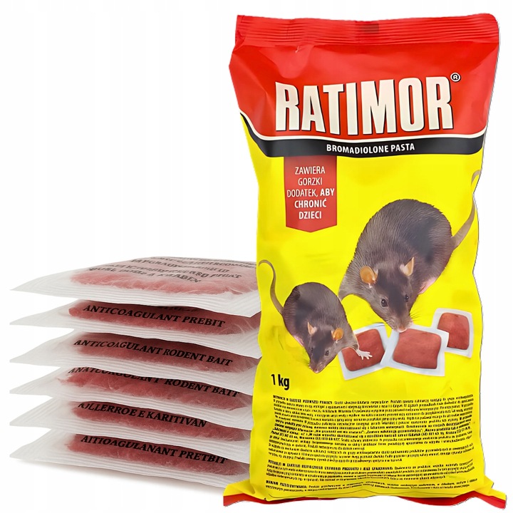 TRUTKA NA SZCZURY MYSZY TRUCIZNA GRYZONIE RATIMOR PASTA Czerwona 1KG