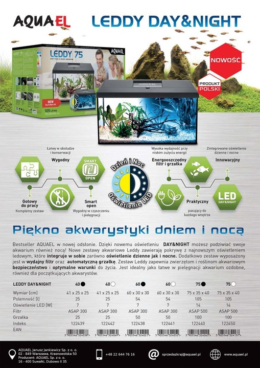 AQUAEL ZESTAW LEDDY PLUS 60 D&N CZARNY 2.0