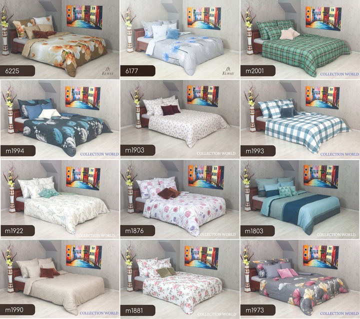 Pościel ELWAY 200x220 Bawełna Satynowa NOWE WZORY miękka dwustronna