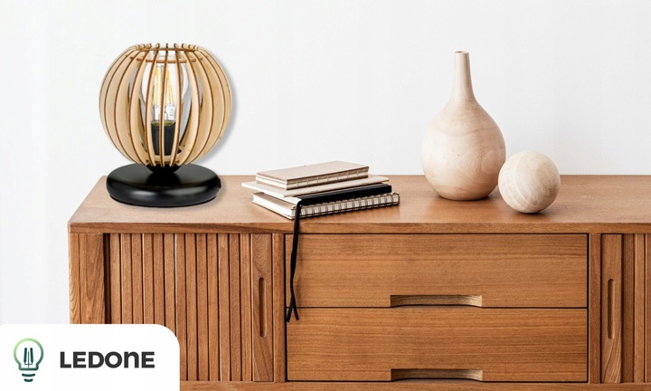 LAMPKA NOCNA LAMPA STOŁOWA DREWNIANA LOFT RETRO E27 DO SYPIALNI DO