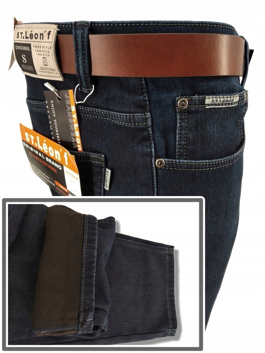 SPODNIE OCIEPLANE MĘSKIE JEANS W33 PAS: 86-88 CM