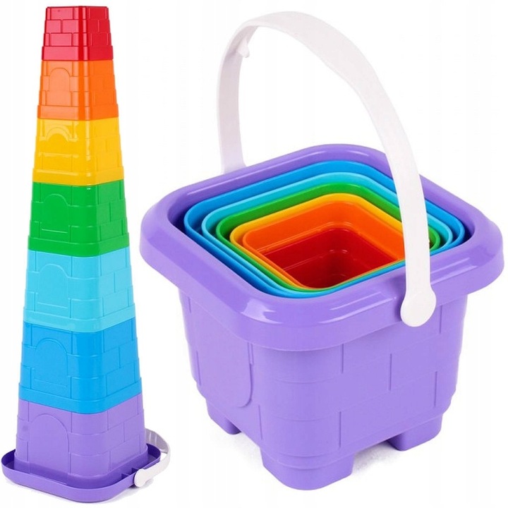 DUZA PIRAMIDKA 38 CM KUBECZKI WIADERKO DO PIASKU