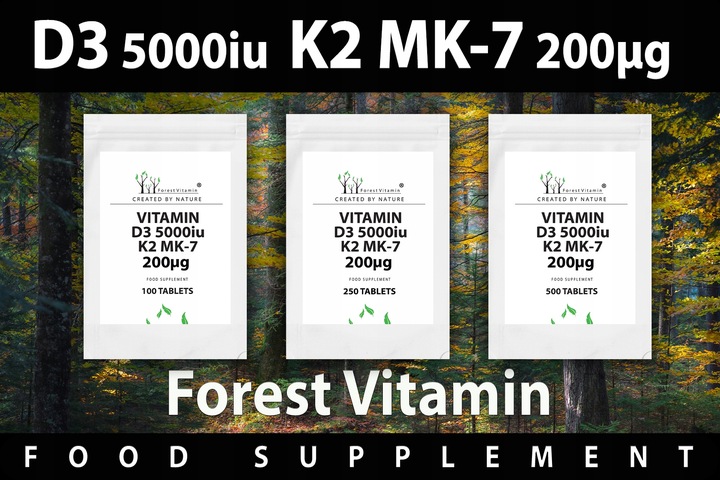 WITAMINA D3 5000 iu+K2 MK-7 200 mcg 100 tab NOWOŚĆ