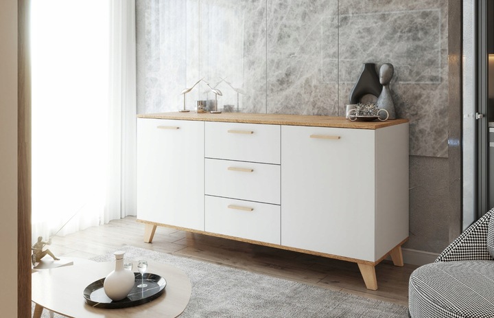 Komoda BIAŁA 3 Szuflady Duża Pojemna Szafka OSLO 120cm Styl