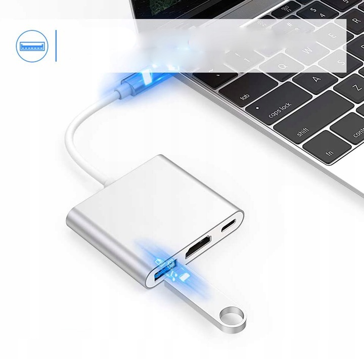 Przejściówka Adapter TYP C 3w1 HUB USB-C HDMI 4K