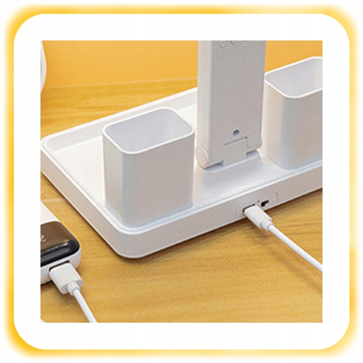 PODWÓJNA LAMPKA BIURKOWA LED Z ORGANIZEREM WYŚWIETLACZEM TEMP ZEGAR