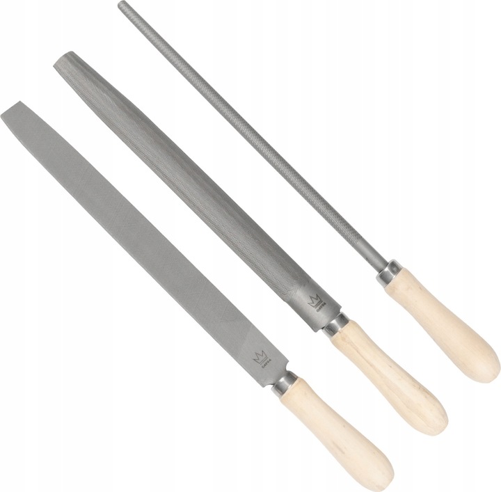 PILNIKI TARNIKI DO DREWNA 3 SZTUKI 200mm nr.2 PŁASKI OKRĄGŁY PÓŁOKRĄGŁY Kpl