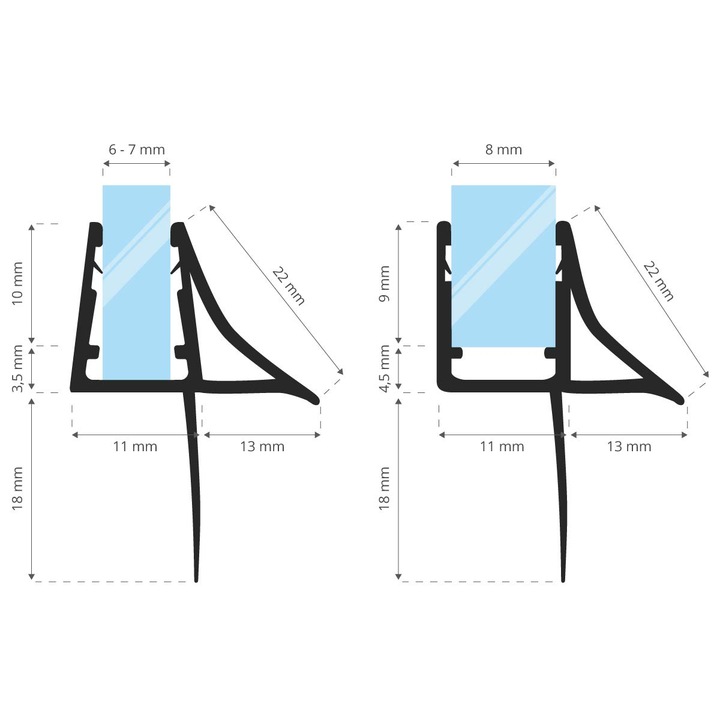 Uszczelka kabiny prysznicowej 90cm 6 7 8 mm UK09