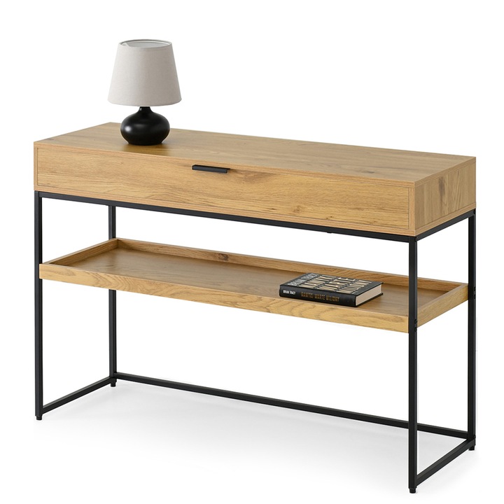 PONADCZASOWA KONSOLA DO PRZEDPOKOJU Z SZUFLADĄ I PÓŁKĄ NORA XL DĄB