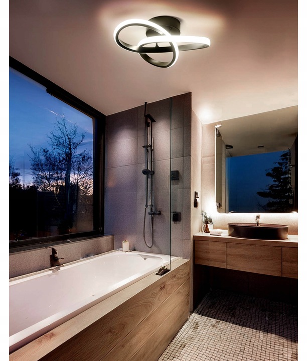 Lampa Sufitowa LED PLAFON Żyrandol 24W Barwa Neutralna Czarna do