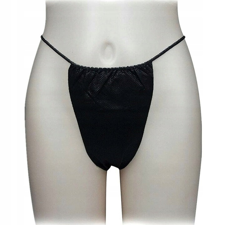 MAJTKI JEDNORAZOWE CZARNE STRINGI DO MASAŻU 100 sztuk BIELIZNA DO SPA