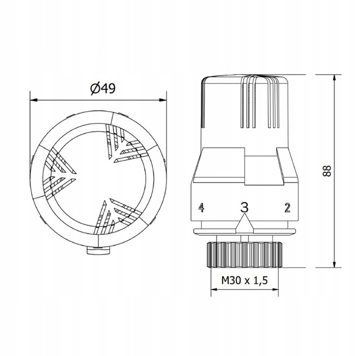 GŁOWICA TERMOSTATYCZNA POKRĘTŁO DO GRZEJNIKA GWINT M30x1.5 GT-BL-2 CZARNA