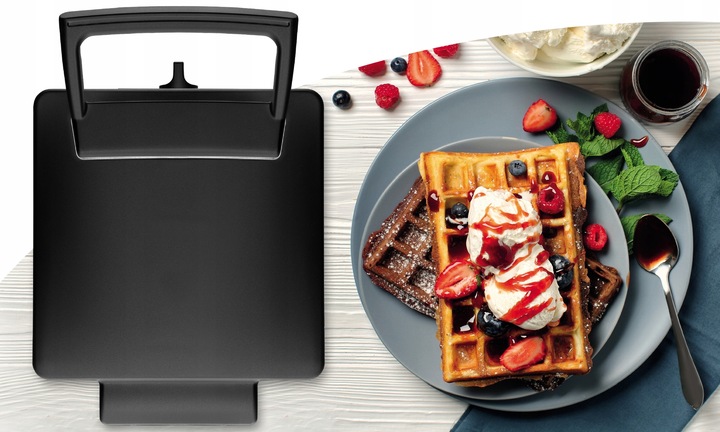 GOFROWNICA 2000W XXL 2 GOFRY Z REGULACJĄ TEMPERATURY PUSZYSTE GOFRY SOLIDNA