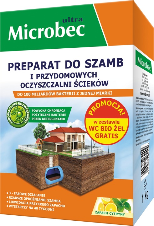 MICROBEC ULTRA Preparat do szamb 1 kg – zapach cytryny + ŻEL 500 ml