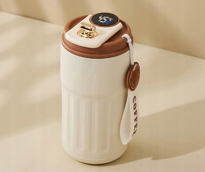 KUBEK TERMICZNY TERMOS BIDON NA KAWĘ HERBATĘ Z USTNIKIEM WYŚWIETLACZ 450ML