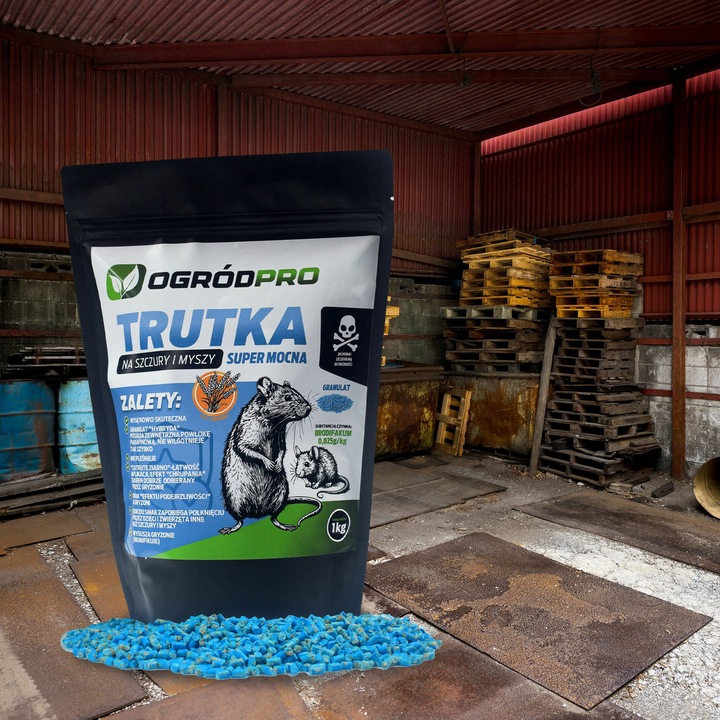 TRUTKA NA SZCZURY I MYSZY GRYZONIE GRANULAT BRODIFAKUM 1KG BARDZO