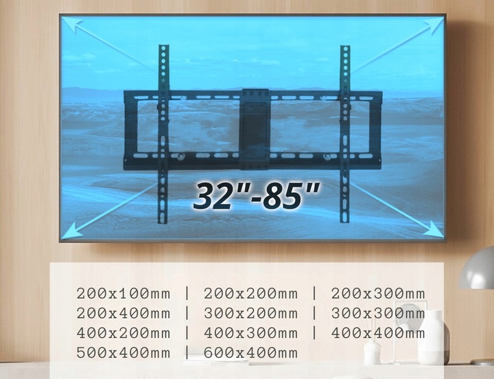 UCHWYT DO TELEWIZORA SLIM UNIWERSALNY 32-85 CALI SOLIDNY REGULOWANY