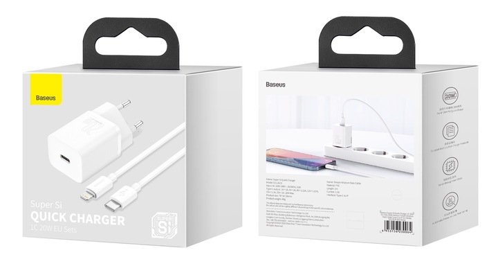 Ładowarka sieciowa Baseus do Apple ipone X 11 12 13 kabel Lightning USB-C