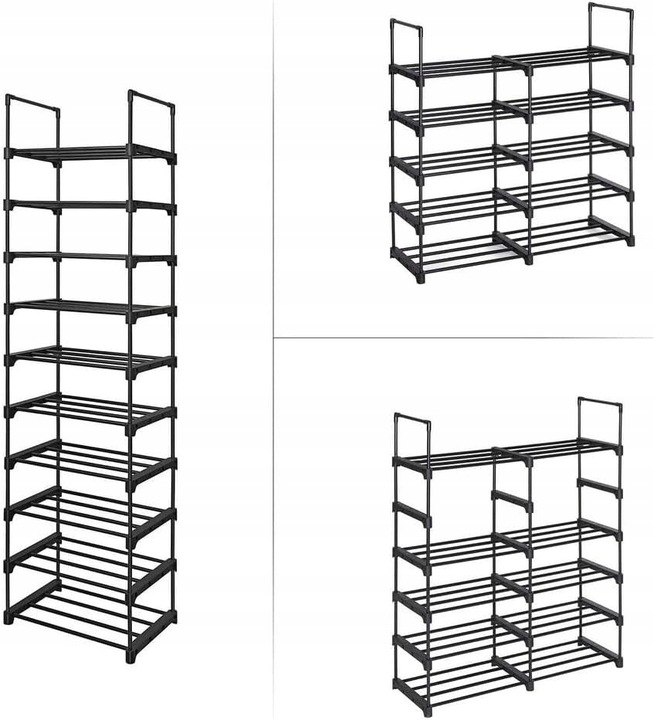 Regał na Buty Modułowy Metalowy Stojak 10 Półek Do Korytarza Holu