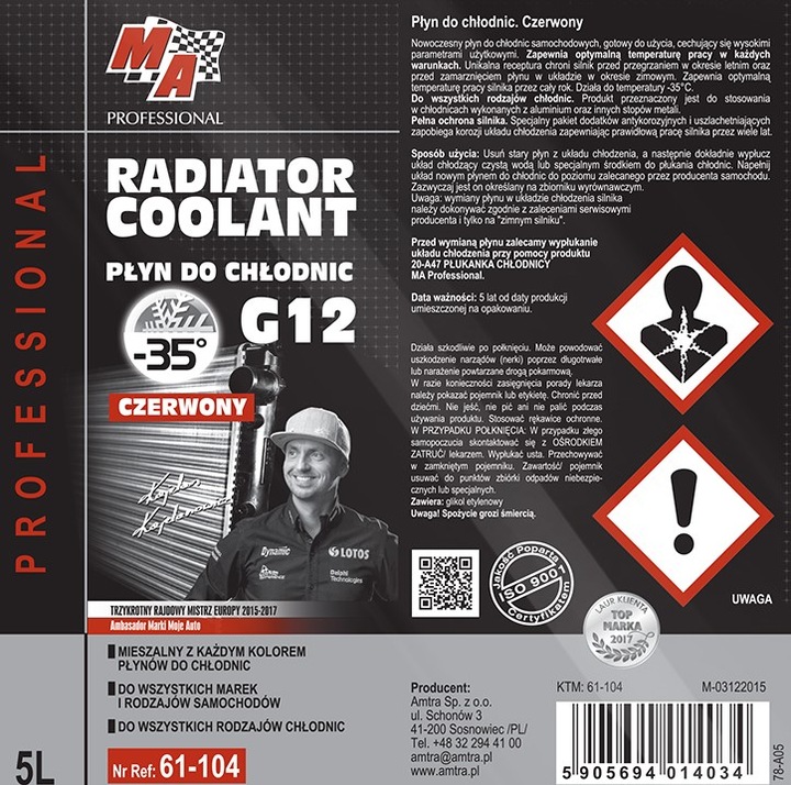 Płyn do chłodnic MA Professional G12 czerwony 5 l