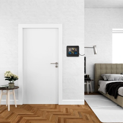 BEZPRZEWODOWA STACJA POGODY LCD POGODOWA HIGROMETR BAROMETR DCF + CZUJNIK