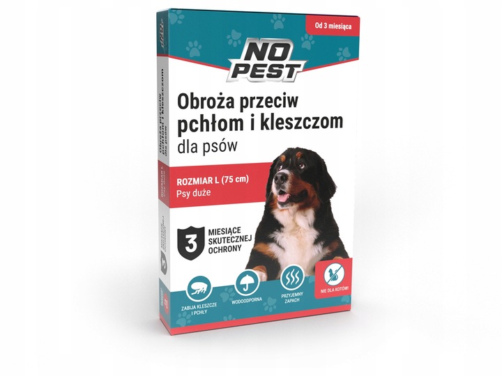 OBROŻA 75CM PRZECIW PCHŁOM KLESZCZOM PASOŻYTOM ROBAKOM DLA PSÓW NO