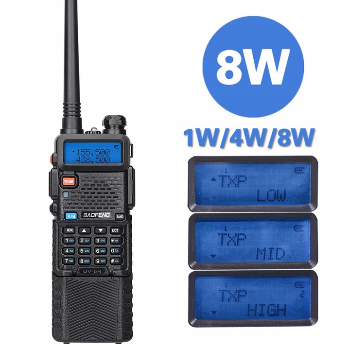 Baofeng UV-5R 8W 3800mAh KRÓTKOFALÓWKA RADIOTELEFON WALKIE TALKIE SKANER