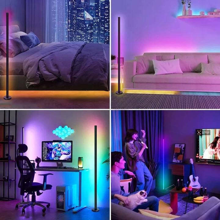 INTELIGENTNA LAMPA PODŁOGOWA LED RGB NAROŻNA STOJĄCA DO SALONU