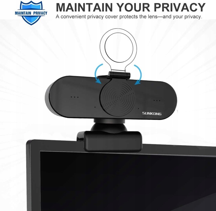 KAMERA INTERNETOWA QUAD-HD 2K Z WBUDOWANYM MIKROFONEM + OSŁONA SUPER JAKOŚĆ