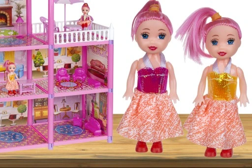 DOMEK DLA LALEK 2 LALKI MEBLE 129 ELEMENTÓW DUŻY