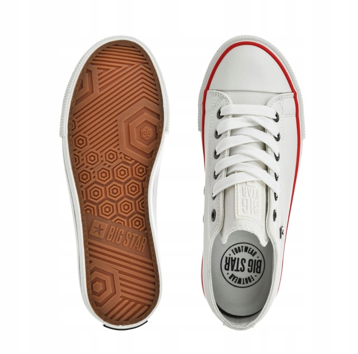 Buty Big Star OO274873 Damskie Białe Skórzane Klasyczne Sneakersy Trampki