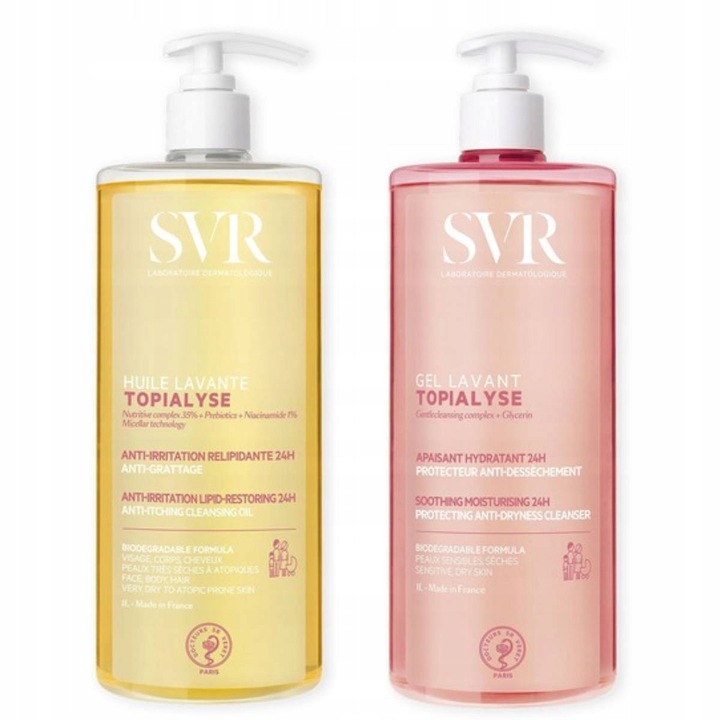 Zestaw 2x SVR Topialyse Gel Lavant Żel Do Mycia Ciała Pod Prysznic + Olejek
