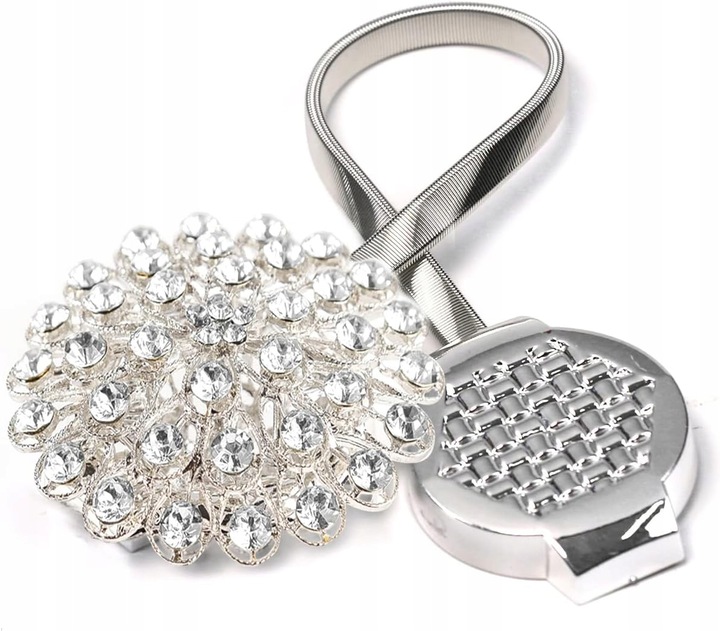 Spinka klamra z kryształkami na magnes do firan,zasłon x2