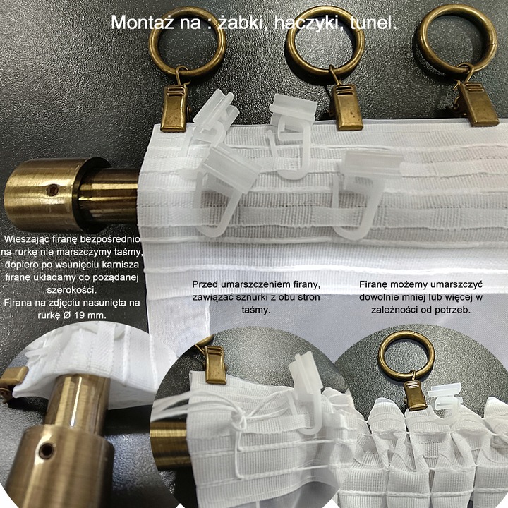 FIRANA GOTOWA BIAŁA WOAL Z LAMÓWKA NA TAŚMIE DO SALONU SYPIALNI 400x250 cm