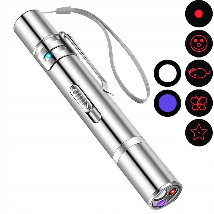 Wskaźnik laserowy dla kota USB 3w1 latarka UV