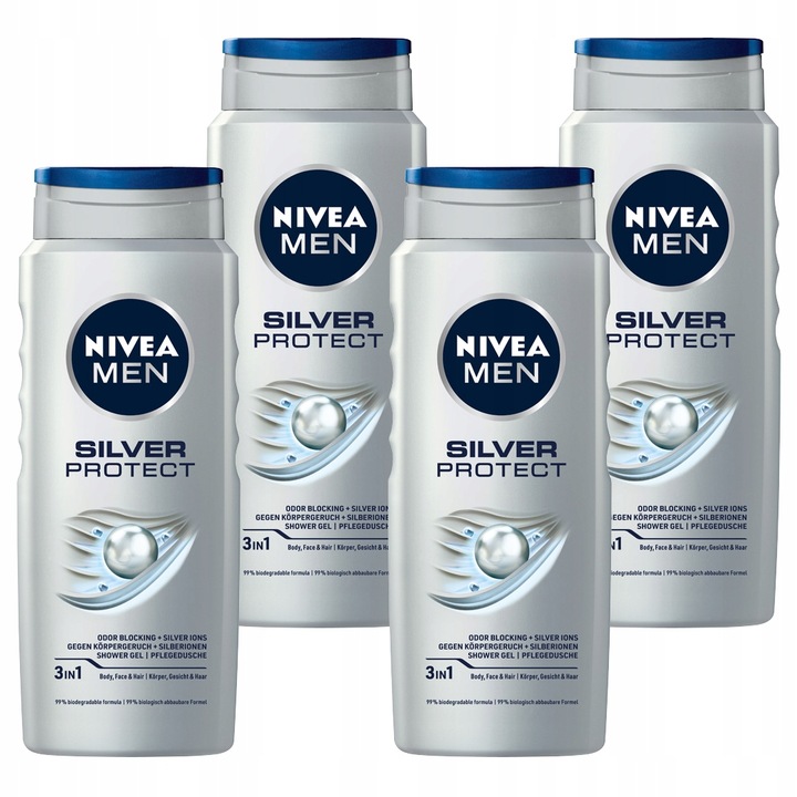 NIVEA żel pod prysznic Silver Protect 4 x 500ml
