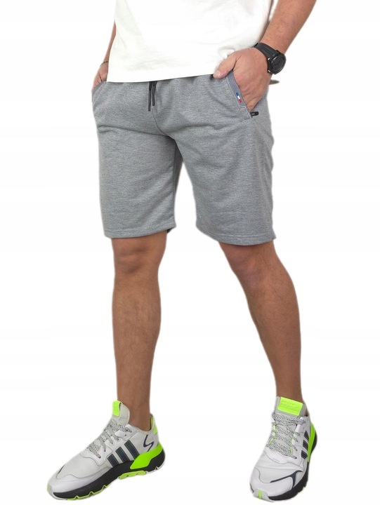 KRÓTKIE SPODENKI męskie DRESOWE z KIESZENIAMI na ZAMEK dresy szorty, r. 4XL