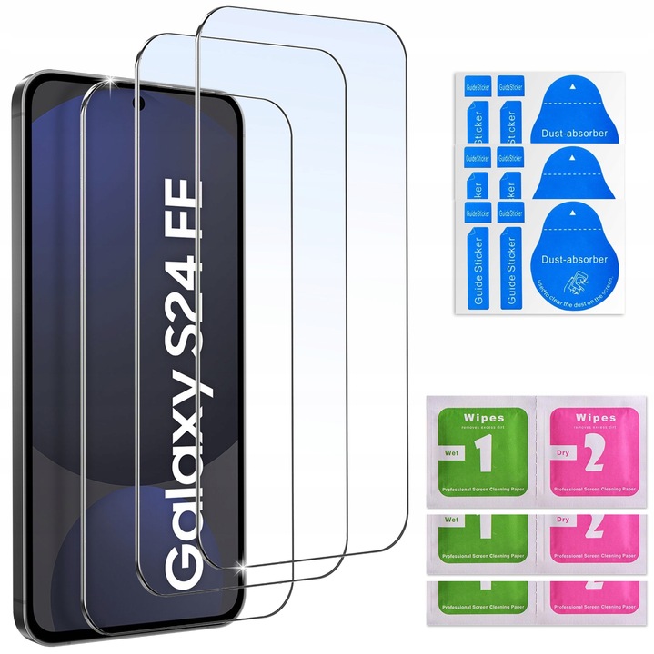 3x SZKŁO HARTOWANE do Samsung Galaxy S24 FE SZYBKA 9H | zestaw 3 sztuk