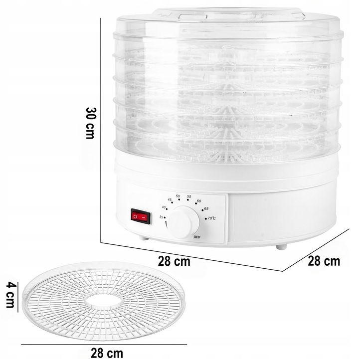 SUSZARKA SPOŻYWCZA DO GRZYBÓW OWOCÓW WARZYW REGULACJA 5 POZIOMÓW 500W
