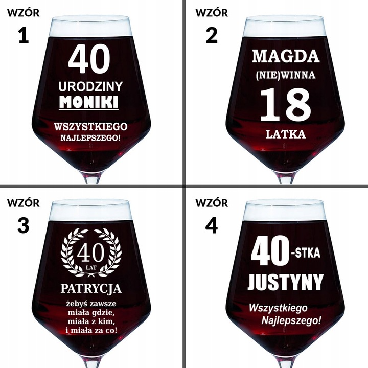 KIELISZEK DO WINA Z GRAWEREM prezent dla przyjaciółki żony urodziny 18-99