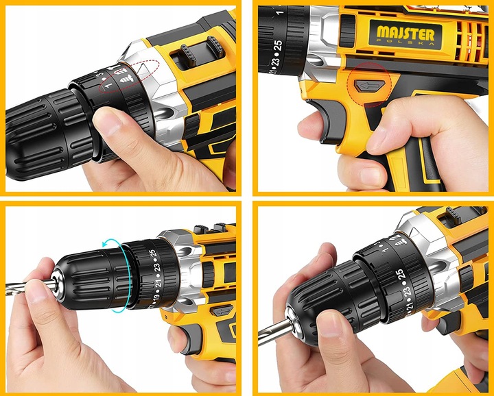 UDAROWA Wiertarka Wkrętarka AKUMULATOROWA WALIZKA 2xAKU 20V BITY