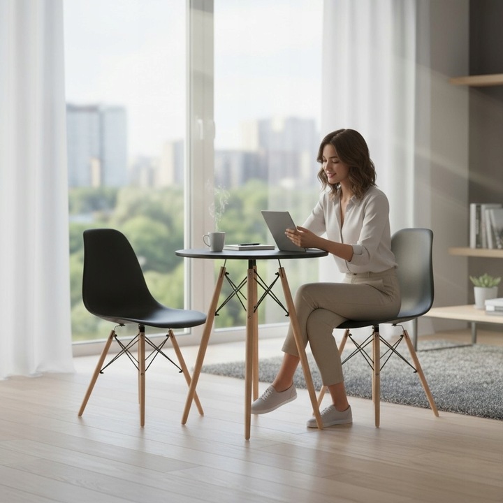 Krzesło Skandynawskie CZARNE TANIE Do Salonu Kuchni Biura WERSJA