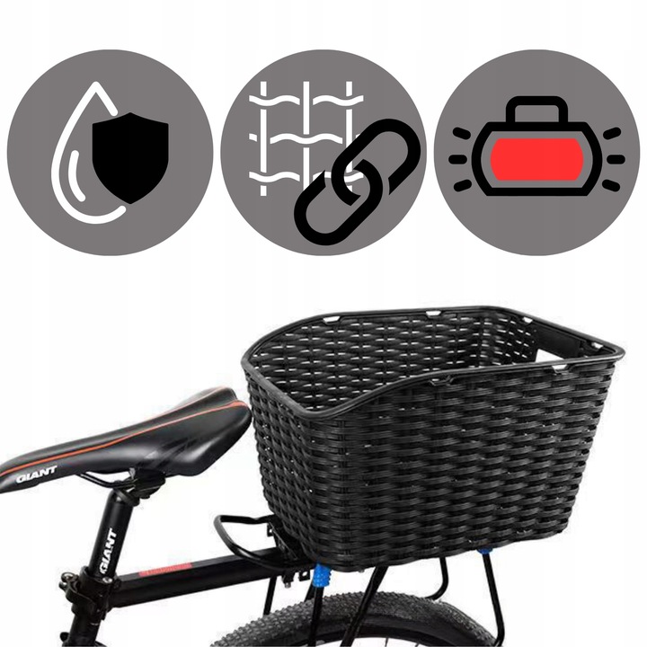 KOSZYK ROWEROWY TYLNY KOSZ ROWER BAGAŻNIK ZAKUPY MOCNY Z UCHWYTEM POJEMNY